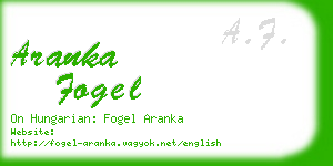 aranka fogel business card